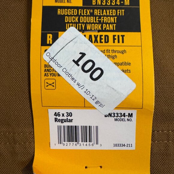 Carhartt Men's Rugged Flex 46/30 Duck Double-Front Brown Utility Pant Brown Rela - Picture 12 of 15